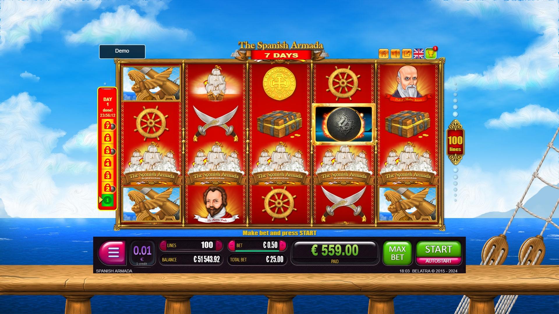 7 days The Spanish Armada | Promotion pack | Online slot