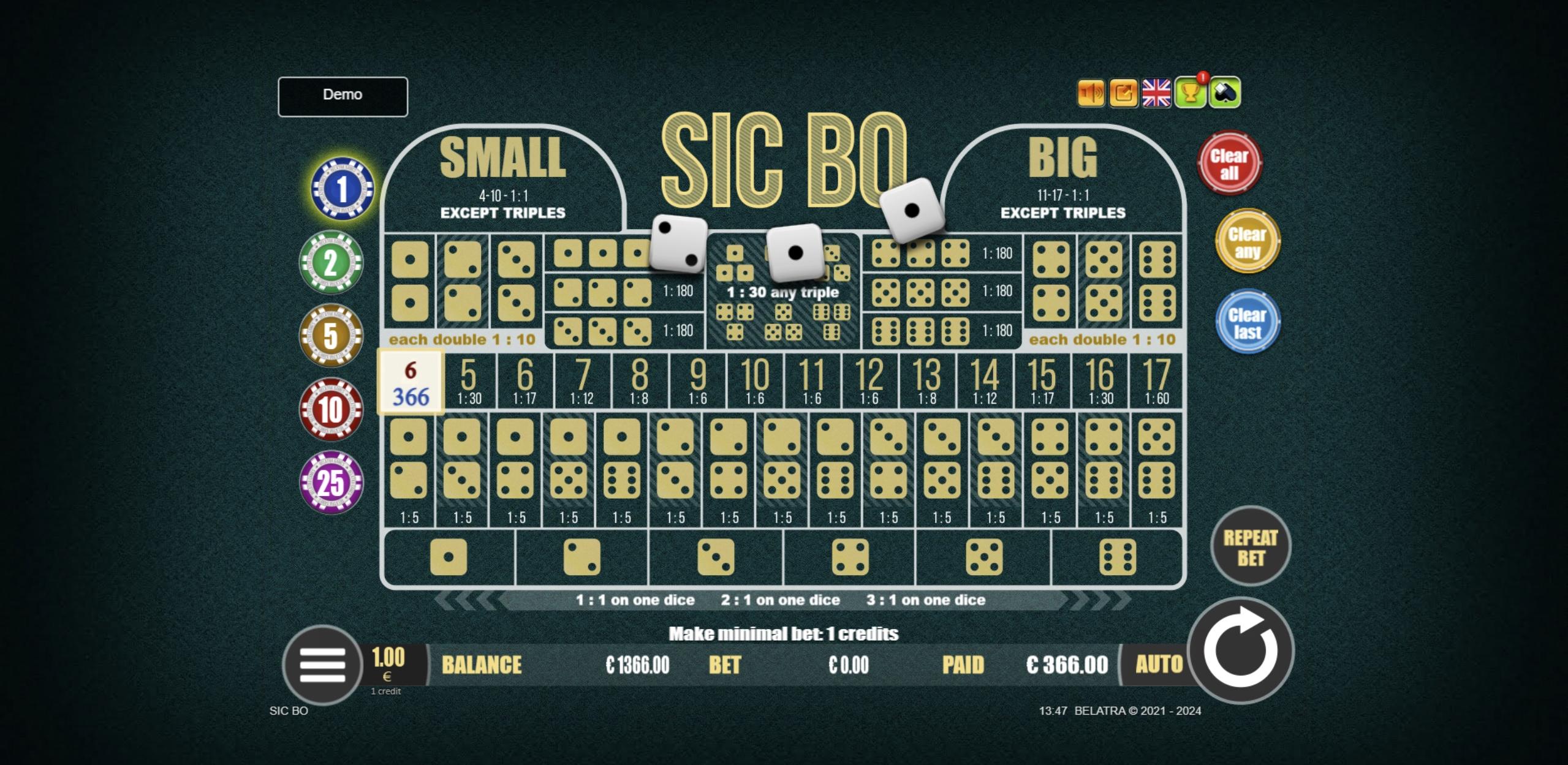 Sic Bo | Promotion pack | Online slot