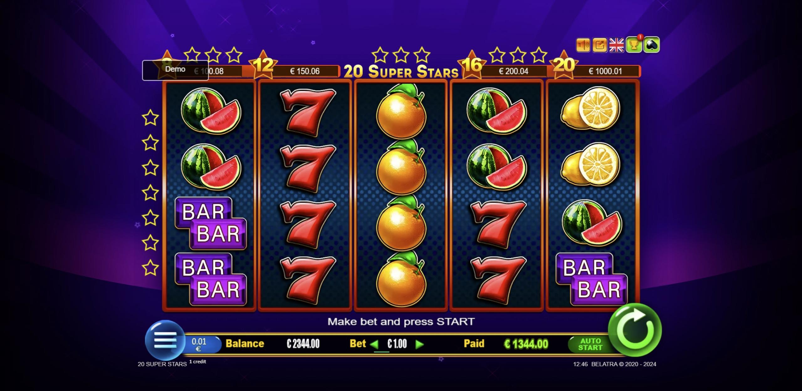 20 Super Stars | Promotion pack | Online slot